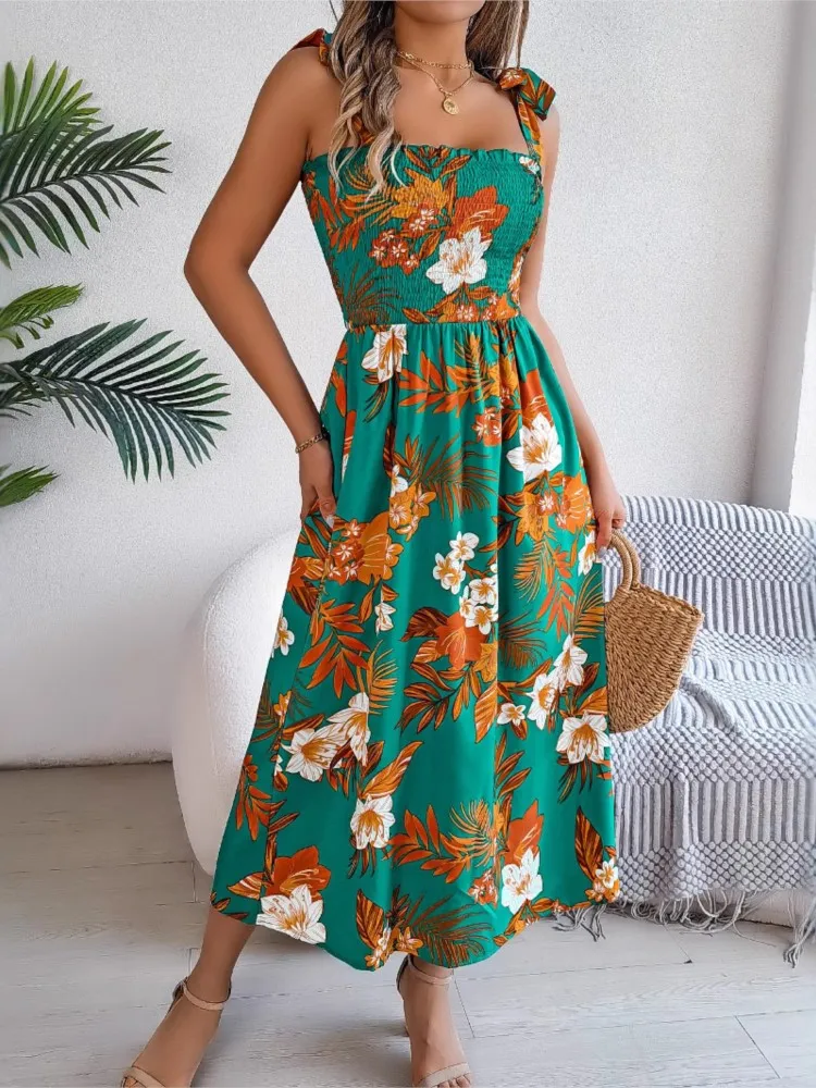 Holiday Beach Long Dress Spring Summer Fashion Flower Print Bow Tie Tie Waist Wrapped Chest Wrapped Suspender Sleeveless Dress
Holiday Beach Long Dress Spring Summer Fashion Flower Print Bow Tie Tie Waist Wrapped Chest Wrapped Suspender Sleeveless Dress