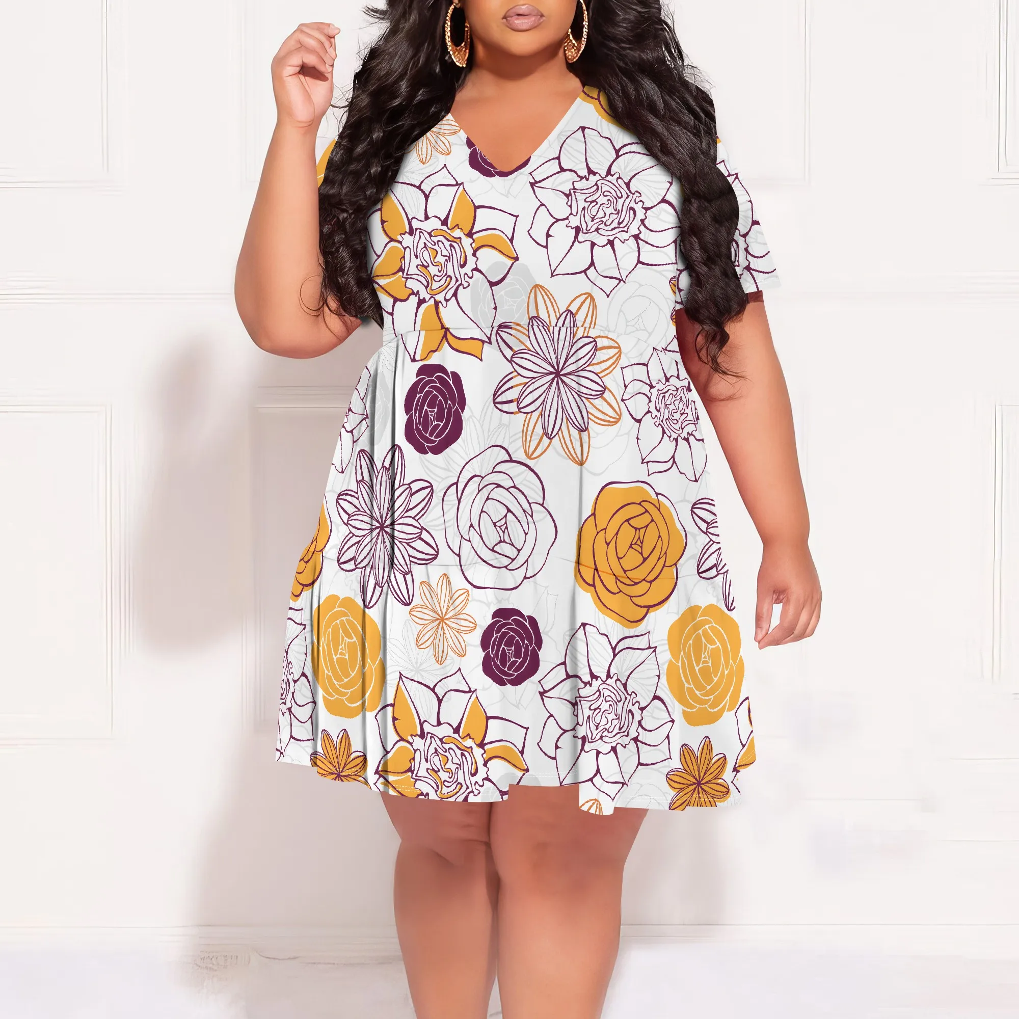 Plus Size Pullover Sexy Short Sleeve V Neck Loose Dress for Women Fashion LeopardPrinted Summer Casual Mini Dresses
Plus Size Pullover Sexy Short Sleeve V Neck Loose Dress for Women Fashion LeopardPrinted Summer Casual Mini Dresses