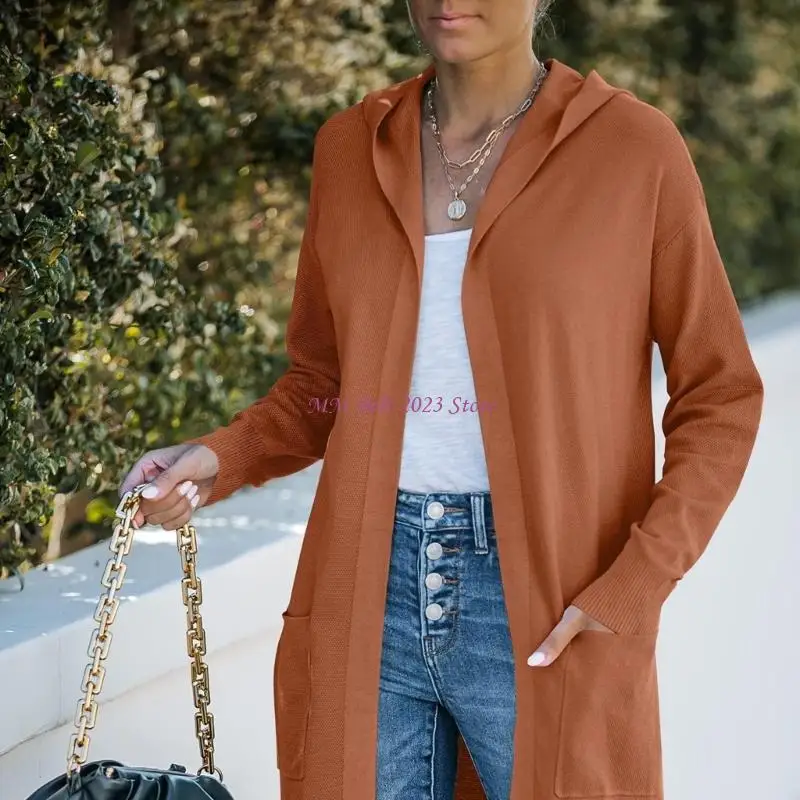 49ME Women's long-sleeved knitted cardigan with front hood
49ME Women's long-sleeved knitted cardigan with front hood