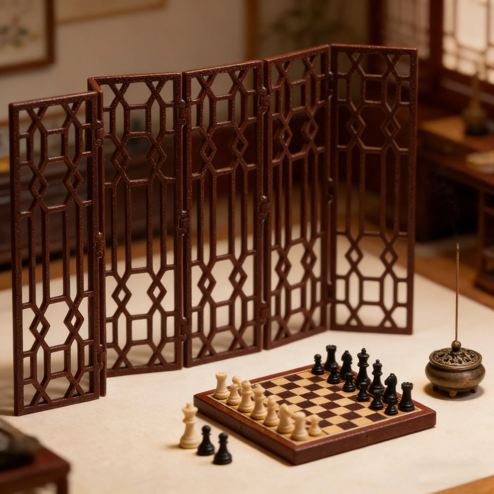 Mini Chinese Folding Screen 5.15x3.34x0.07 Vintage Miniature Room Divider Desktop Decorative Panel Oriental Style Ornamental
Mini Chinese Folding Screen 5.15x3.34x0.07 Vintage Miniature Room Divider Desktop Decorative Panel Oriental Style Ornamental