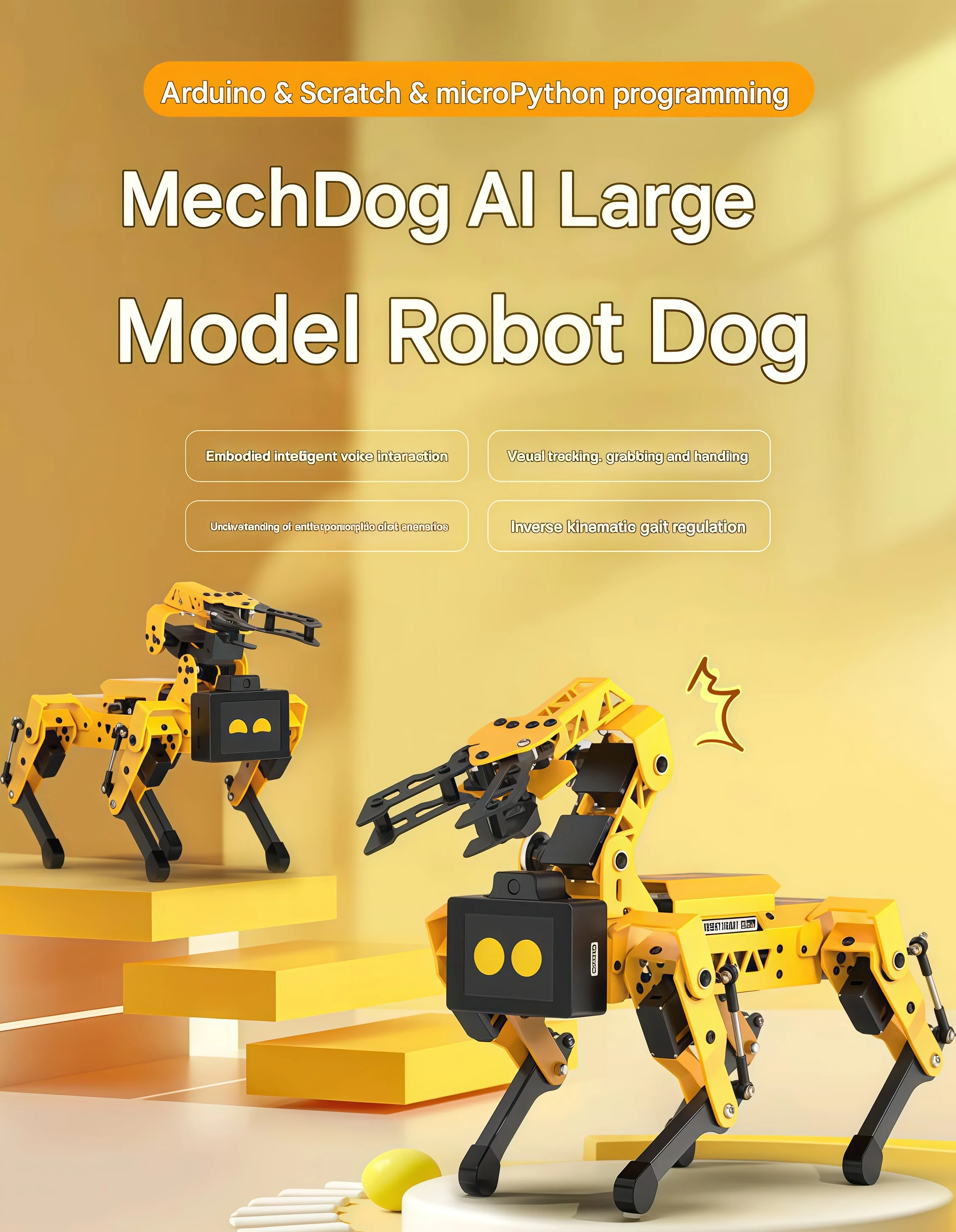 ESP32 Четвероногий робот с открытым исходным кодом, собака, MechDog AI, большая модель, программируемый робот с визуальным и голосовым захватом
ESP32 Четвероногий робот с открытым исходным кодом, собака, MechDog AI, большая модель, программируемый робот с визуальным и голосовым захватом