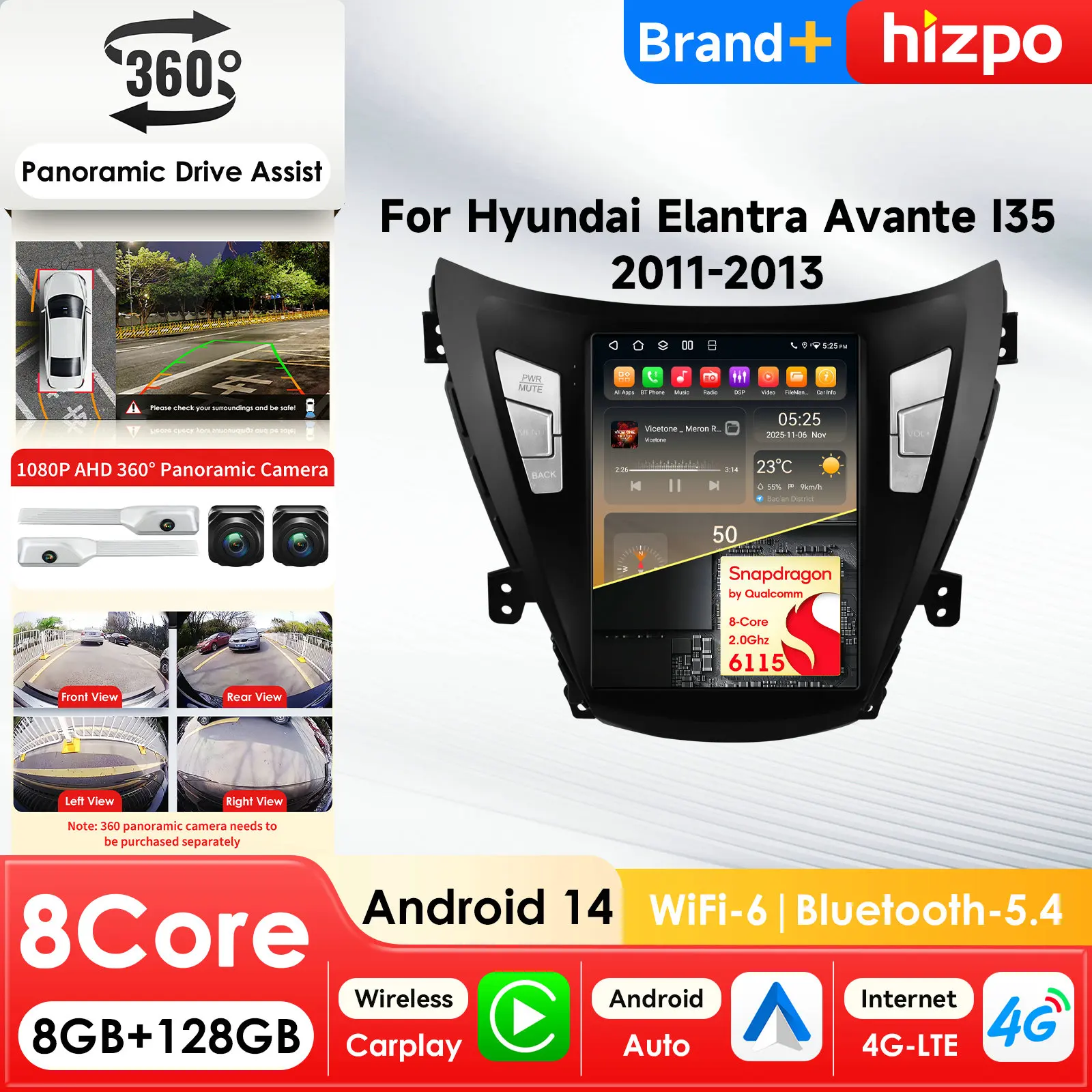 Автомагнитола HIZPO 9.7'' 6115 Android с мультимедийным видеоплеером для Hyundai Elantra Avante l35 2011-2013, Carplay, GPS, 4G, QLED-экран
Автомагнитола HIZPO 9.7'' 6115 Android с мультимедийным видеоплеером для Hyundai Elantra Avante l35 2011-2013, Carplay, GPS, 4G, QLED-экран
