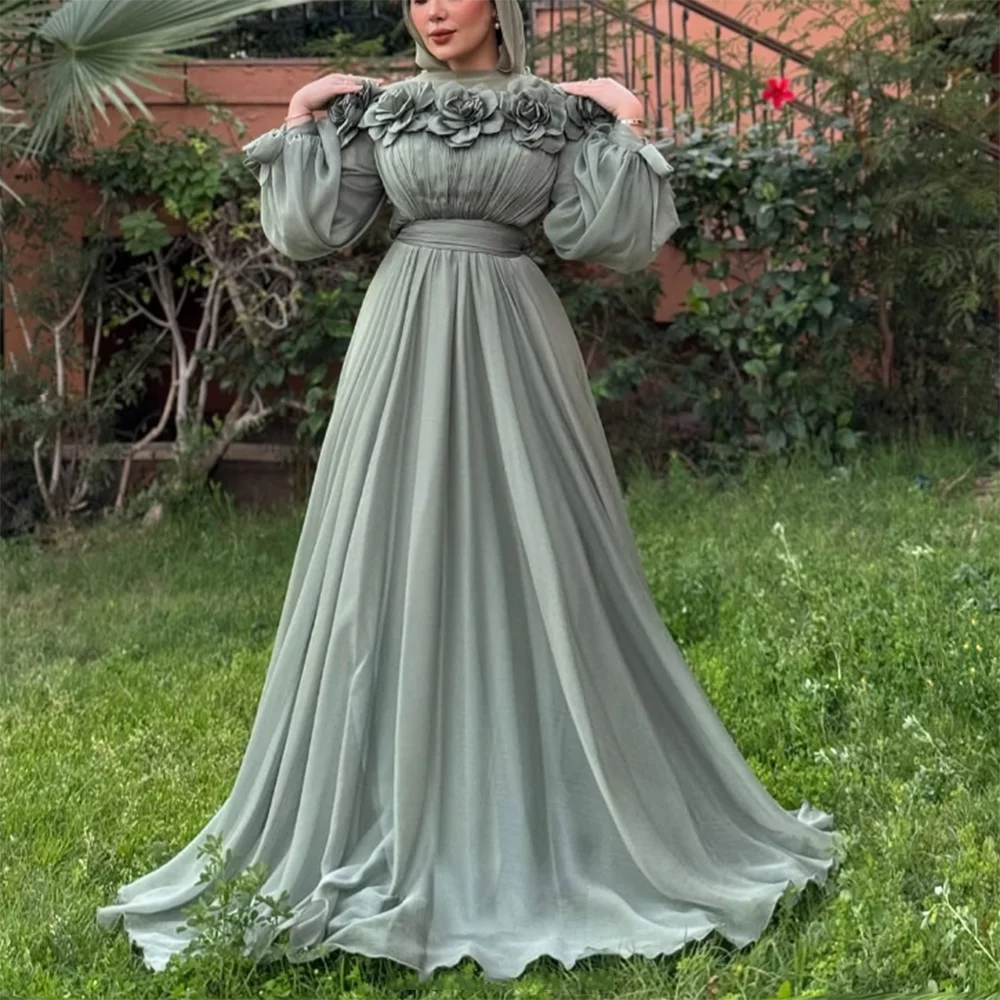 Customized organza Evening Dresses O-neck Full Sleeve A-Line Muslim Prom Gown 3D Flowers Draped Long Sweep Train Saudi Dress
Customized organza Evening Dresses O-neck Full Sleeve A-Line Muslim Prom Gown 3D Flowers Draped Long Sweep Train Saudi Dress