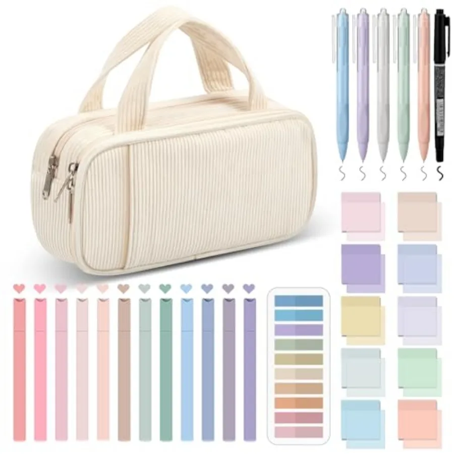 39 Pcs Aesthetic Book Annotation Kit Highlighter with Case Bag Gel Pen Transparent Sticky Note Taking Bible Supplies White, Cla
39 Pcs Aesthetic Book Annotation Kit Highlighter with Case Bag Gel Pen Transparent Sticky Note Taking Bible Supplies White, Cla