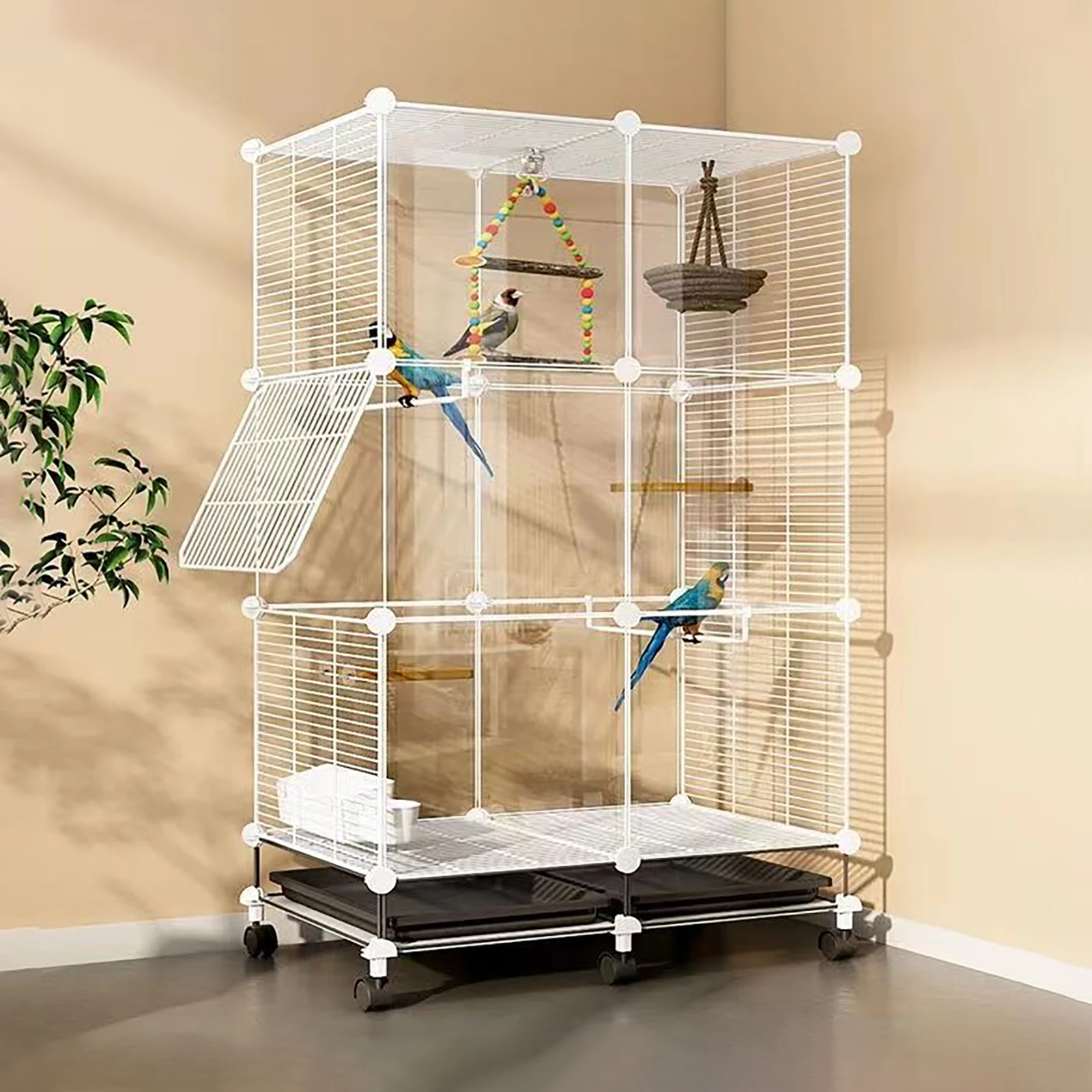 Трехуровневая отдельно стоящая прямоугольная клетка для птиц, разноцветная, для средних и мелких птиц
Трехуровневая отдельно стоящая прямоугольная клетка для птиц, разноцветная, для средних и мелких птиц