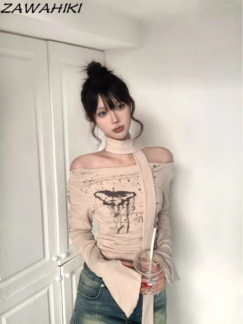 T Shirt Women Y2K Aesthetic Slash Neck Butterfly Print Long Sleeve Tees Spring Fall Temperament Fashion Casual Slim Crop Tops
T Shirt Women Y2K Aesthetic Slash Neck Butterfly Print Long Sleeve Tees Spring Fall Temperament Fashion Casual Slim Crop Tops