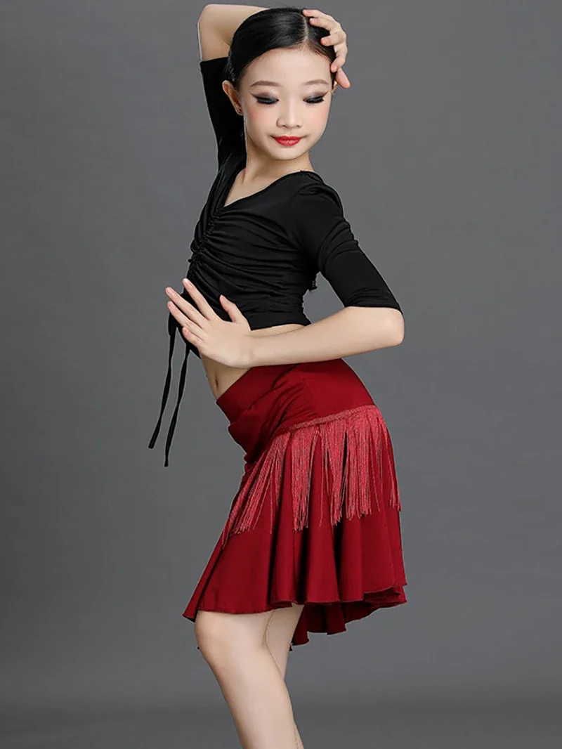 Kids Girls Latin Dance Skirt One Piece Ballroom Rumba Samba Tassels Dancewear Female Training Chacha Safety Performance Costume
Kids Girls Latin Dance Skirt One Piece Ballroom Rumba Samba Tassels Dancewear Female Training Chacha Safety Performance Costume
