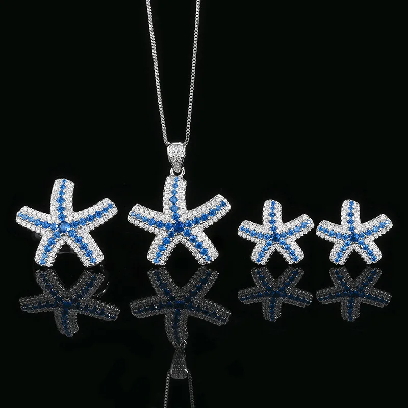 Sparkling Blue White Starfish Themed Jewelry Women Elegant Ocean Inspired Necklace Earrings Adjustable Ring Fashion Accessories
Sparkling Blue White Starfish Themed Jewelry Women Elegant Ocean Inspired Necklace Earrings Adjustable Ring Fashion Accessories