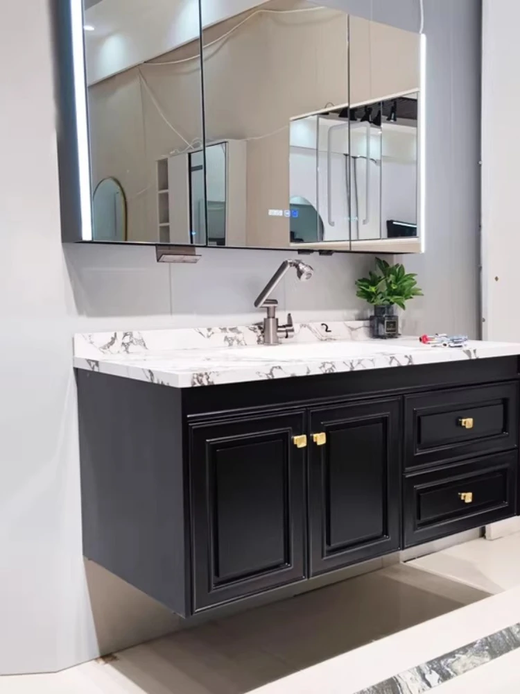 American retro bathroom cabinet combination bathroom hand wash basin wall-mounted solid wood washbasin
American retro bathroom cabinet combination bathroom hand wash basin wall-mounted solid wood washbasin
