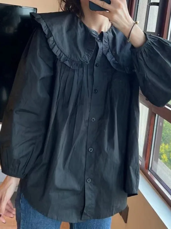 Loose Long Sve White irt Spring 2026 Doll Collar plus Size Women's Clothing Belly Covering French Sle Ladies irt
Loose Long Sve White irt Spring 2026 Doll Collar plus Size Women's Clothing Belly Covering French Sle Ladies irt