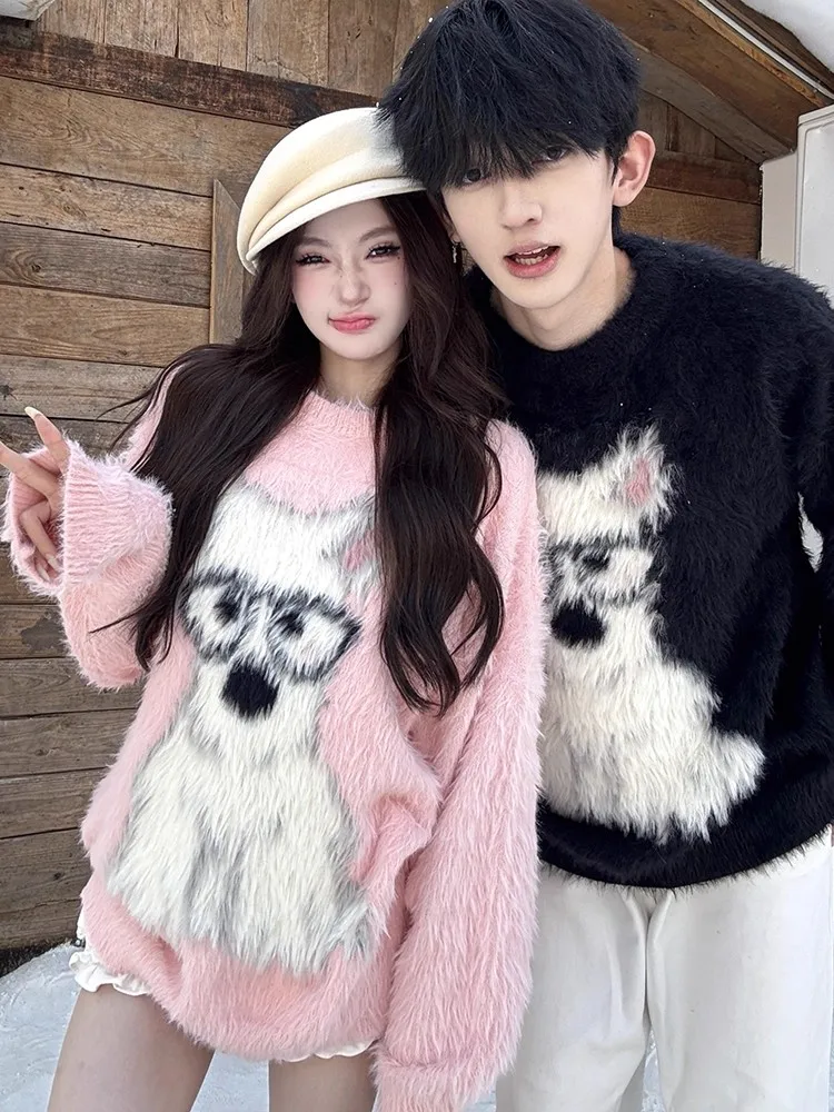 Soft Thiened Dog Patterned Faux Fur Knitted Sweater Coat for Men And Women Autumn Winter Couple Casual Sle Warm Breathable
Soft Thiened Dog Patterned Faux Fur Knitted Sweater Coat for Men And Women Autumn Winter Couple Casual Sle Warm Breathable