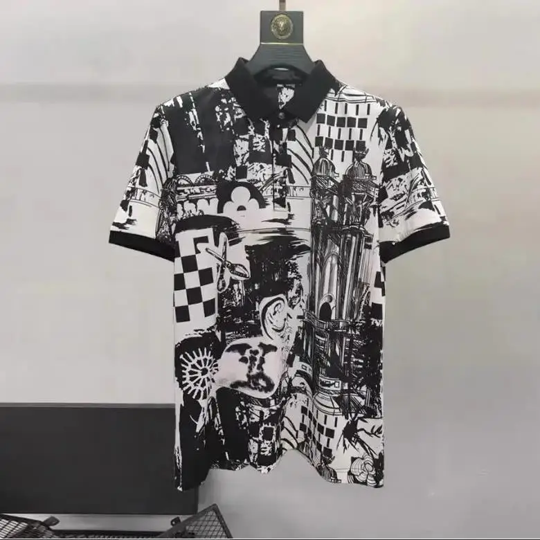 European and American men's 2024 summer new Lapel short sleeves fashion Vintage architectural print T-shirt
European and American men's 2024 summer new Lapel short sleeves fashion Vintage architectural print T-shirt