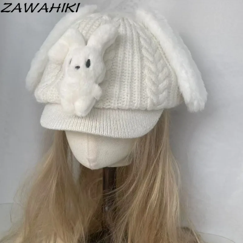 Cute Knitted Beret for Women Rabbit Toy Patchwork Boinas Para Mujer Ear Design White Berets Sweet Fashion Gorras Invierno Mujer
Cute Knitted Beret for Women Rabbit Toy Patchwork Boinas Para Mujer Ear Design White Berets Sweet Fashion Gorras Invierno Mujer