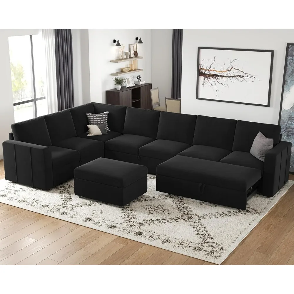 Oversized U Shaped Sleeper Sectional Couch with Reversible Storage Seat for Living Room, Black, Living Room Sofas
Oversized U Shaped Sleeper Sectional Couch with Reversible Storage Seat for Living Room, Black, Living Room Sofas