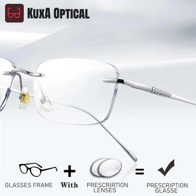 KUXA очки без оправы из чистого титана, мужские оптические очки с четким фильтром, линзы с синим светом, близорукость, компьютер для чтения
KUXA очки без оправы из чистого титана, мужские оптические очки с четким фильтром, линзы с синим светом, близорукость, компьютер для чтения