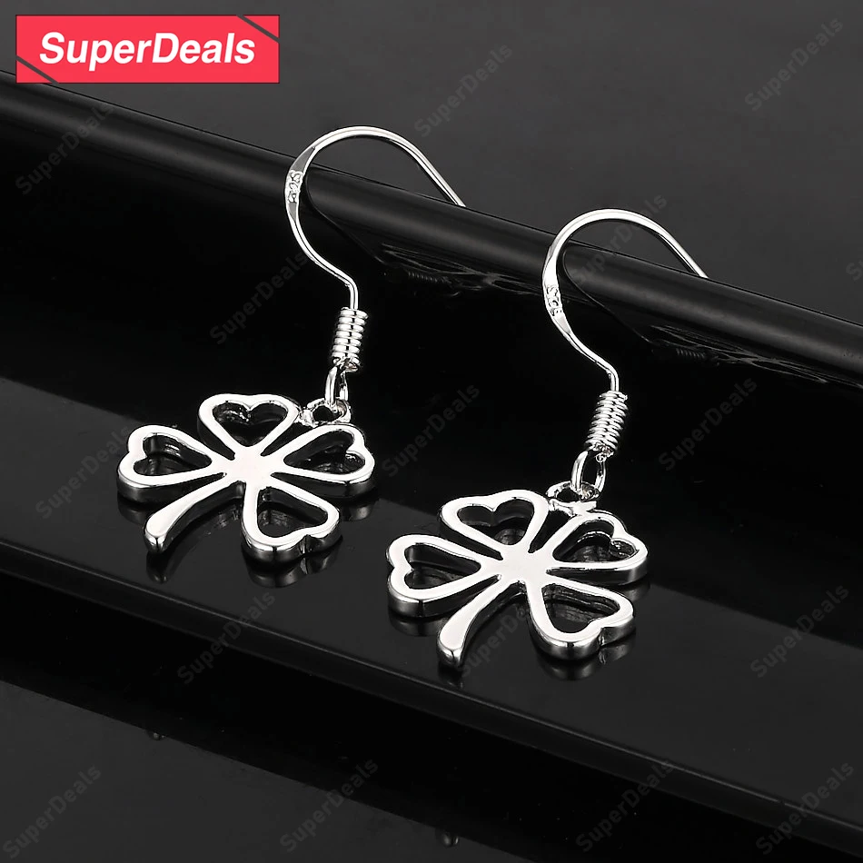 SuperDeals 925 Sterling Silver Four Leaf Clover Drop Earring Girls Birthday Sweet Gift Valentine's Day Jewelry Fashion Party
SuperDeals 925 Sterling Silver Four Leaf Clover Drop Earring Girls Birthday Sweet Gift Valentine's Day Jewelry Fashion Party