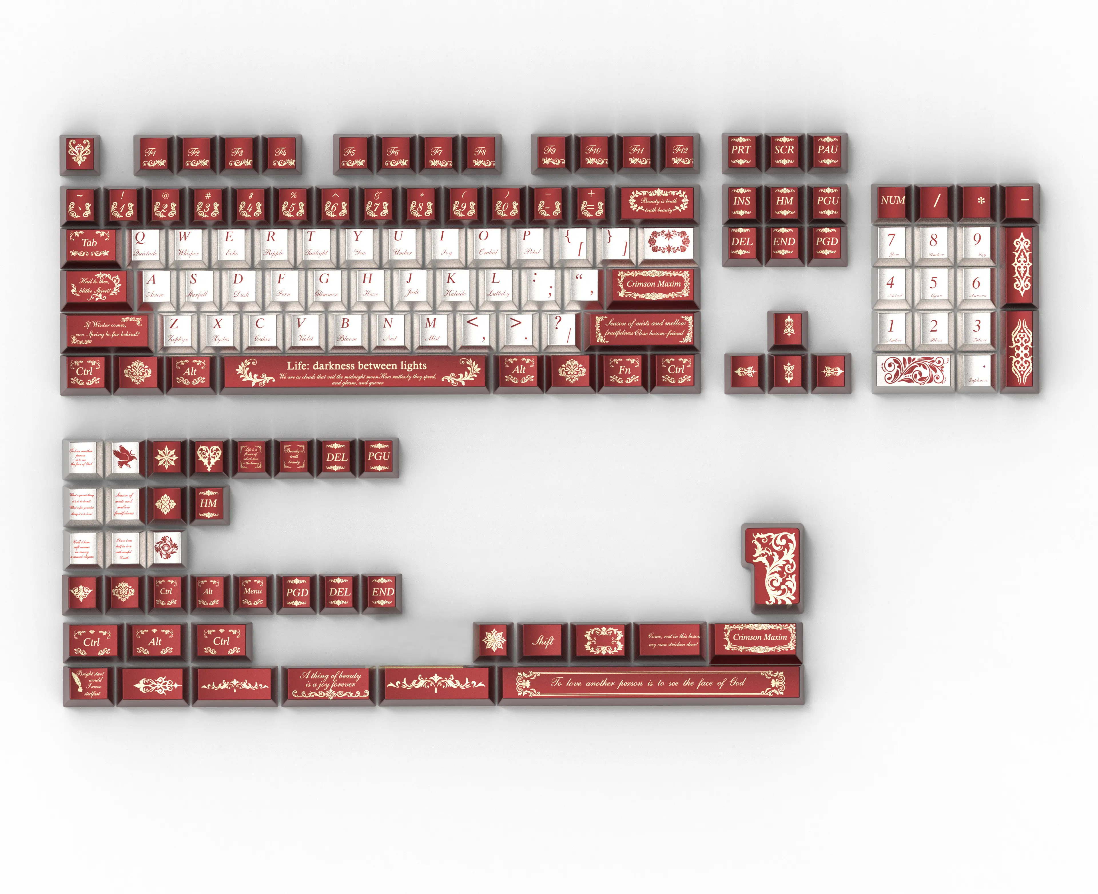 MAIMOOO Crimson Proverbs Keycap PBT Pearl Paint Craftsmanship Cherry PBT 144keys Red Customized Gift Keycaps
MAIMOOO Crimson Proverbs Keycap PBT Pearl Paint Craftsmanship Cherry PBT 144keys Red Customized Gift Keycaps