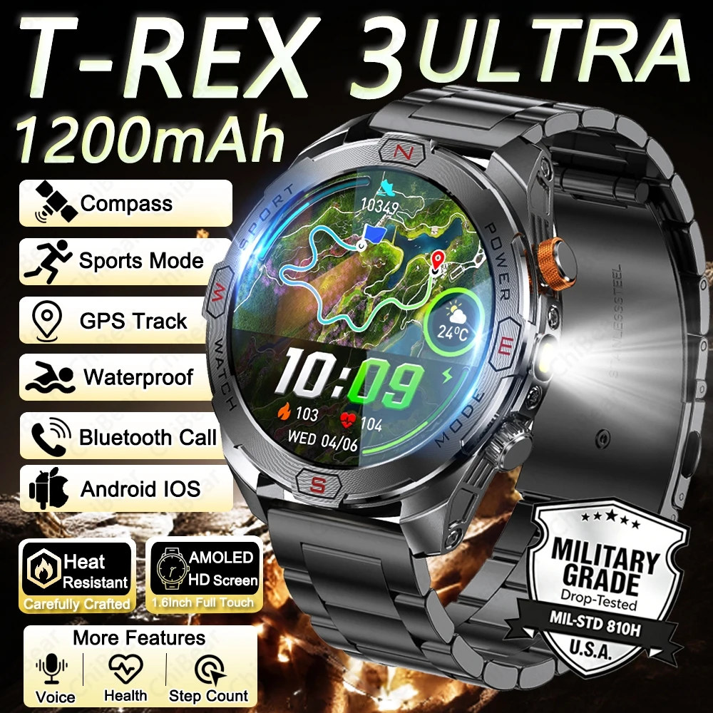 2026New 1200mAh Big Battery Outdoor SmartWatch Men Waterproof Compass LED Flashlight Bluetooth Call AMOLED HD Smart Watch Men
2026New 1200mAh Big Battery Outdoor SmartWatch Men Waterproof Compass LED Flashlight Bluetooth Call AMOLED HD Smart Watch Men