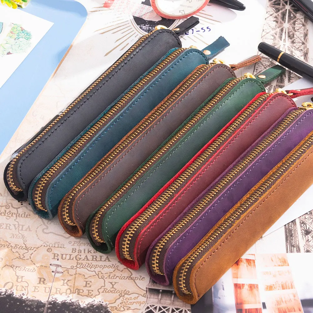 Handmade Cowhide Pen Pouch Holder for Fountain Pens Pencil Bag Zipper Single Rolling Case Office College Use
Handmade Cowhide Pen Pouch Holder for Fountain Pens Pencil Bag Zipper Single Rolling Case Office College Use
