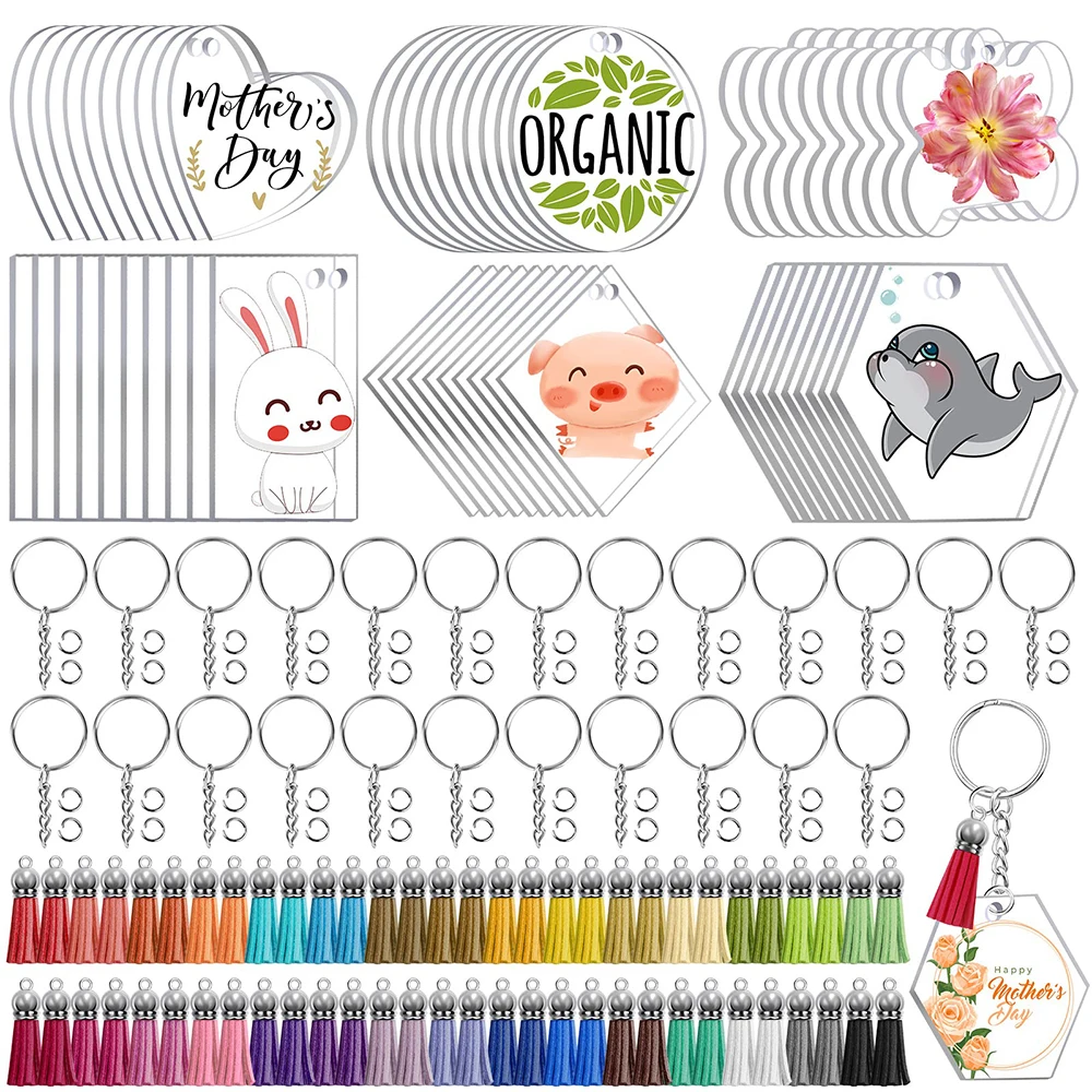 300pcs Clear Acrylic Keychain Blanks 6 Shapes Acrylic Blanks Leather Tassel Charms Key Chains Jump Rings for Vinyl DIY Crafts
300pcs Clear Acrylic Keychain Blanks 6 Shapes Acrylic Blanks Leather Tassel Charms Key Chains Jump Rings for Vinyl DIY Crafts