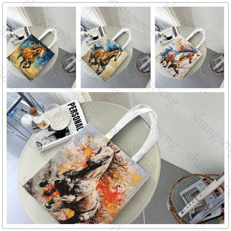 Watercolor Horse animal Tote bag fashion shoulder bag canvas handheld folding bag women's casual large capacity shopping bags
Watercolor Horse animal Tote bag fashion shoulder bag canvas handheld folding bag women's casual large capacity shopping bags