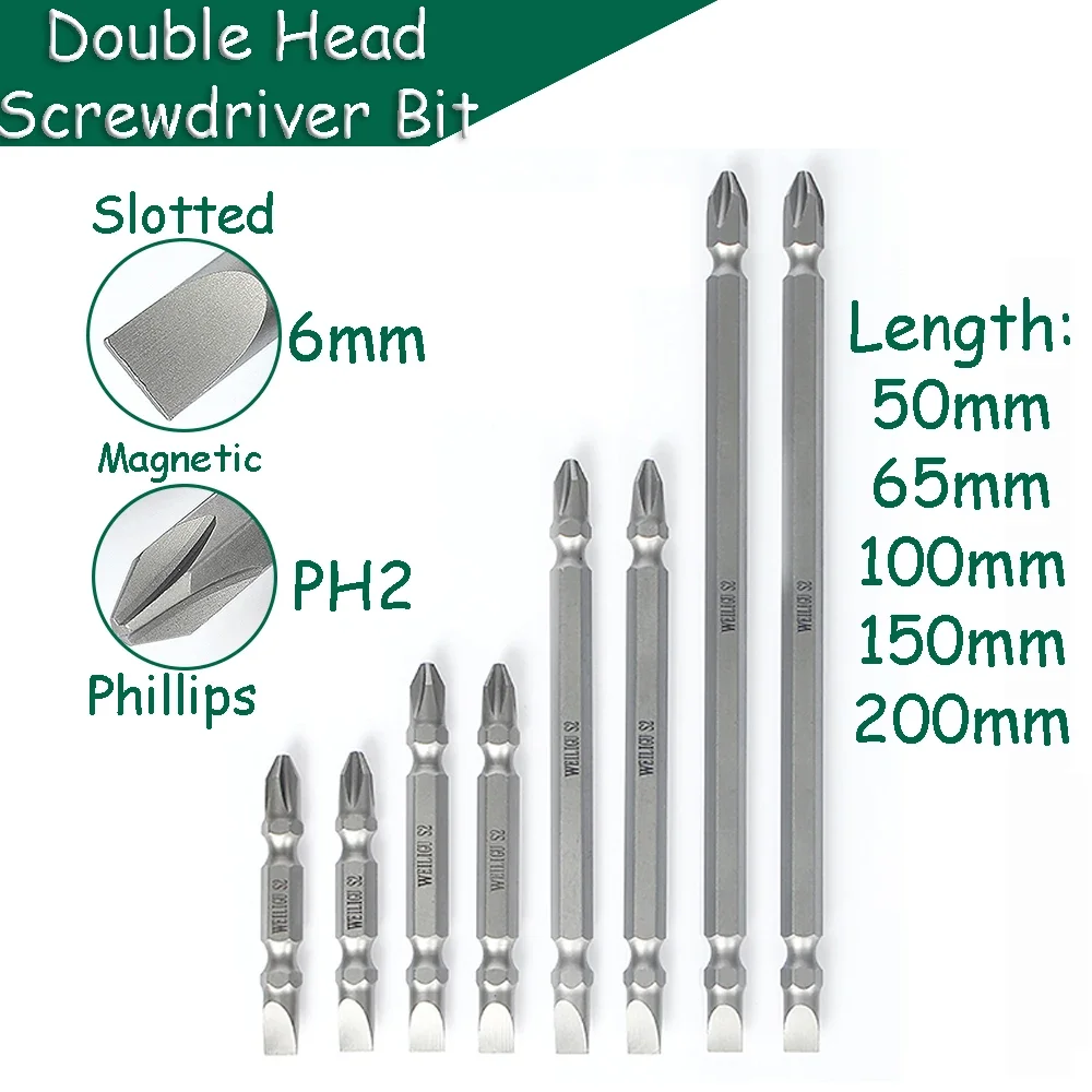 50mm~200mm Double Head Screwdriver Bit Slotted 6mm Phillips PH2 Magnetic S2 Alloy Steel Double Ended Electric Screwdriver Bit
50mm~200mm Double Head Screwdriver Bit Slotted 6mm Phillips PH2 Magnetic S2 Alloy Steel Double Ended Electric Screwdriver Bit