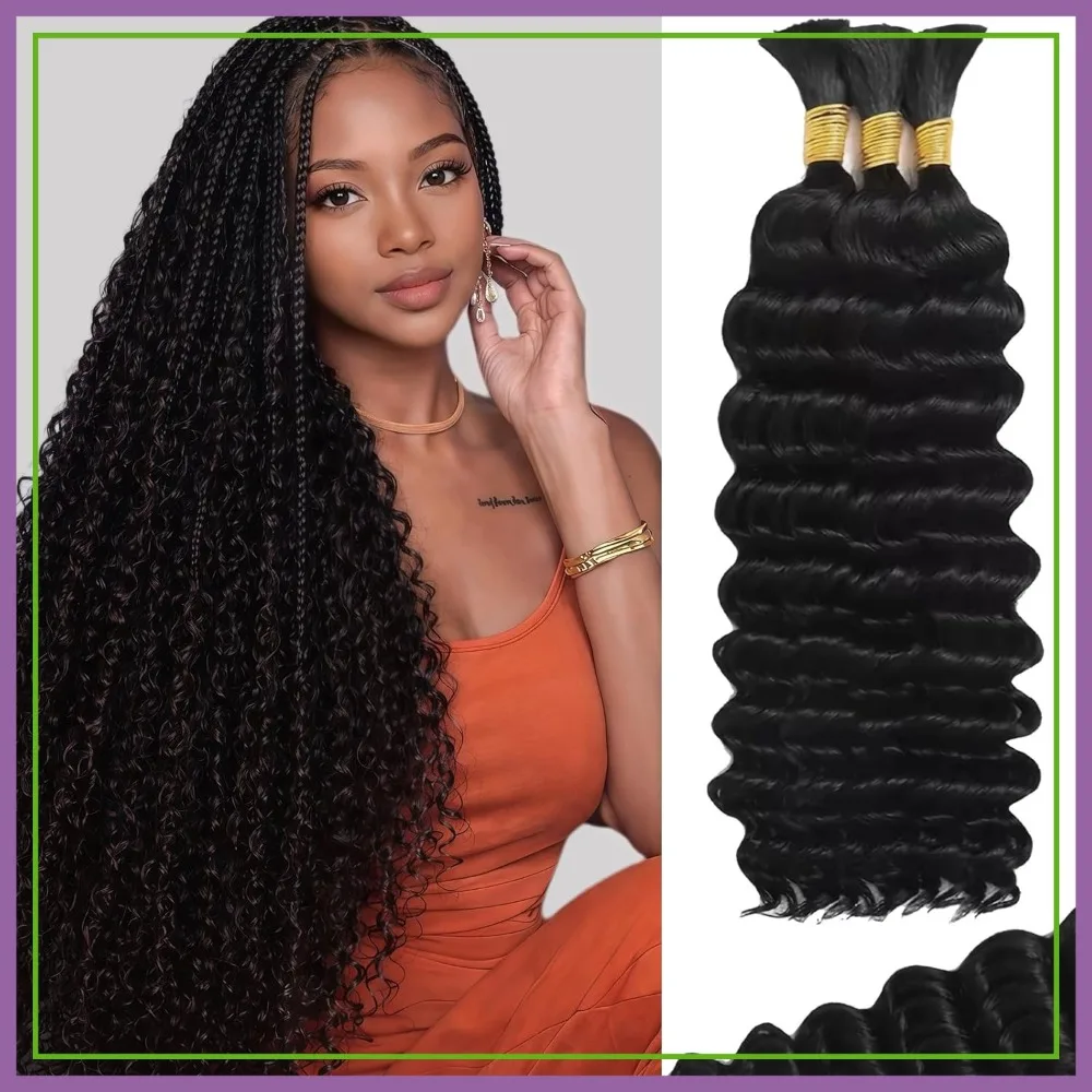 24 Inch 100% 12A Deep Wave Boho Braiding Hair 3 Bundles/Pack Bulk Human Hair No Weft Extensions Curly Ends 110g Natural Black
24 Inch 100% 12A Deep Wave Boho Braiding Hair 3 Bundles/Pack Bulk Human Hair No Weft Extensions Curly Ends 110g Natural Black