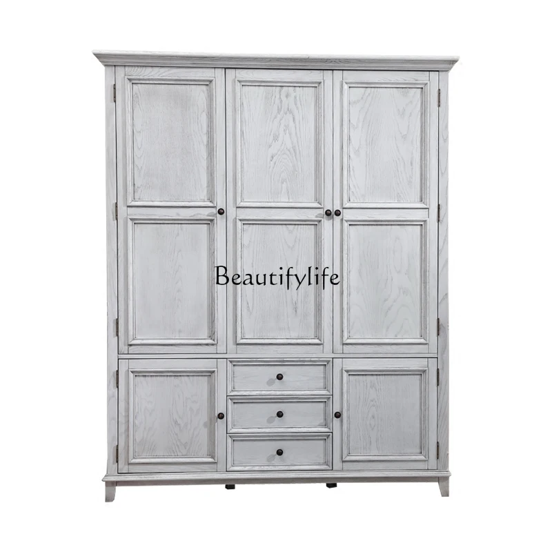 American country solid wood three-door wardrobe ash wood white old wardrobe top cabinet solid wood furniture
American country solid wood three-door wardrobe ash wood white old wardrobe top cabinet solid wood furniture