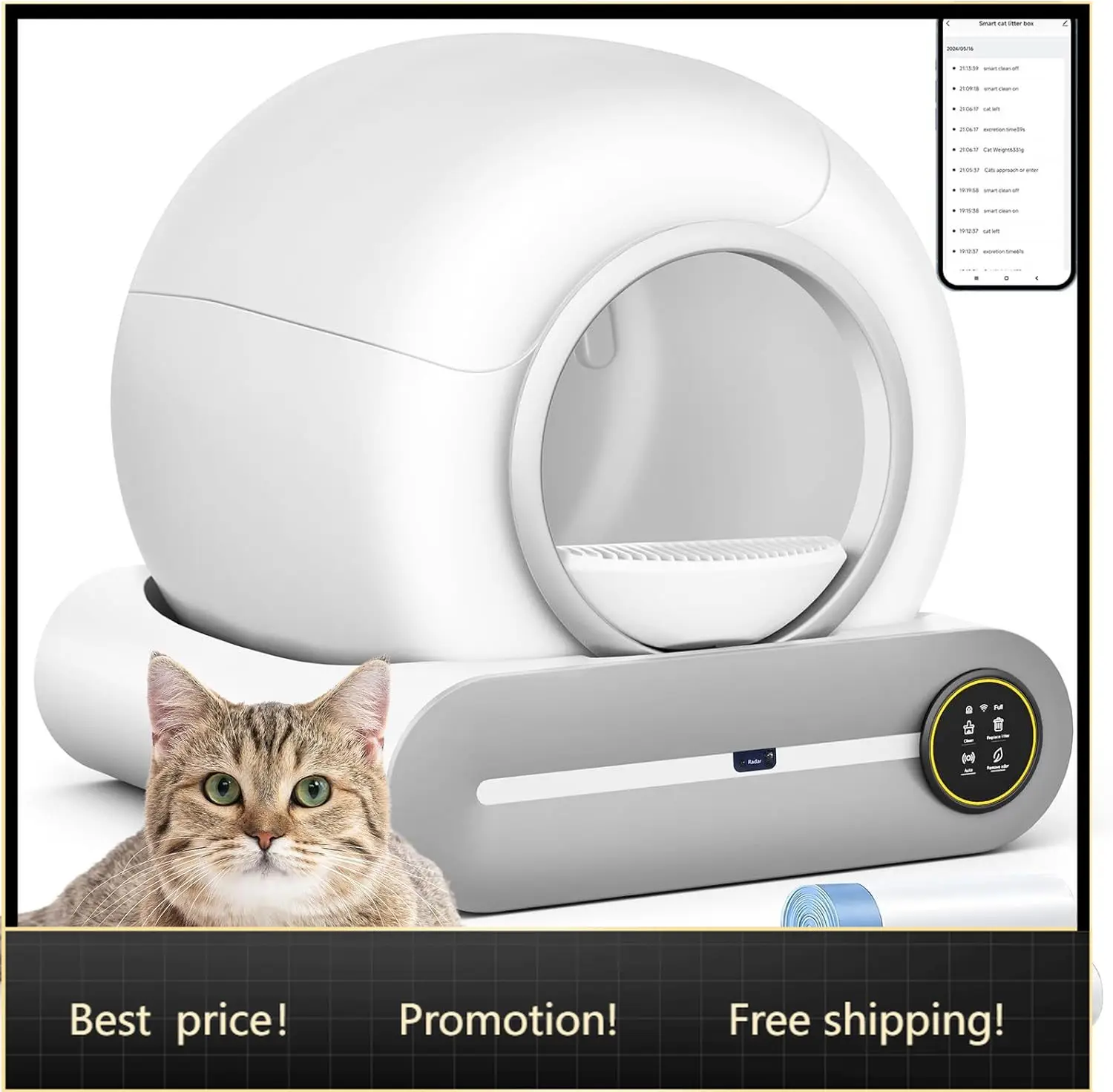 Self Cleaning Cat Litter Box Automatic Robot Box for Multiple Cats Smart Self Cleaning with Safety Protection APP Control
Self Cleaning Cat Litter Box Automatic Robot Box for Multiple Cats Smart Self Cleaning with Safety Protection APP Control