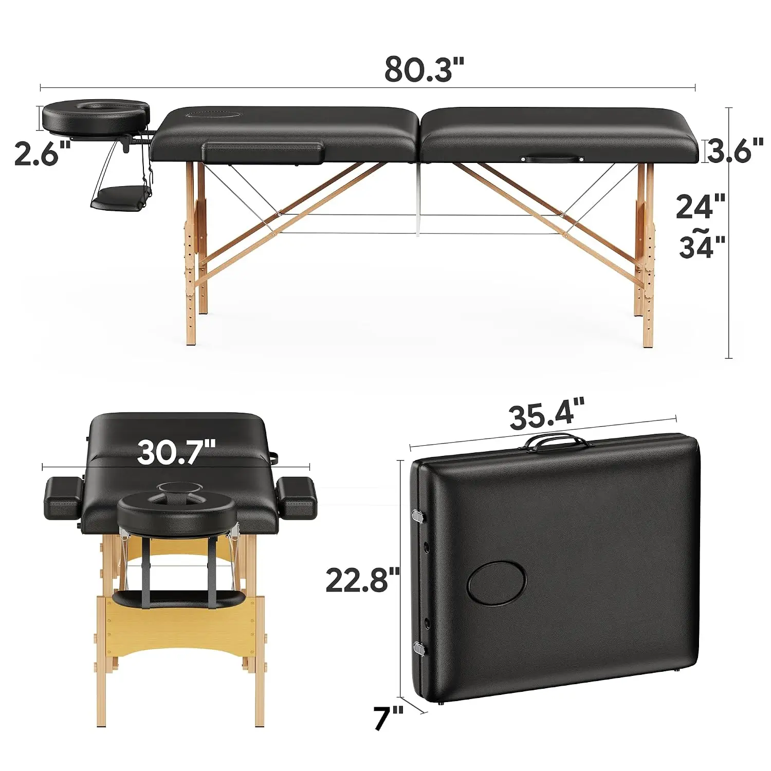 2 Fold Portable Wooden Massage Table Adjustable Height Foldable Spa Lash Tattoo Bed, Customized
2 Fold Portable Wooden Massage Table Adjustable Height Foldable Spa Lash Tattoo Bed, Customized