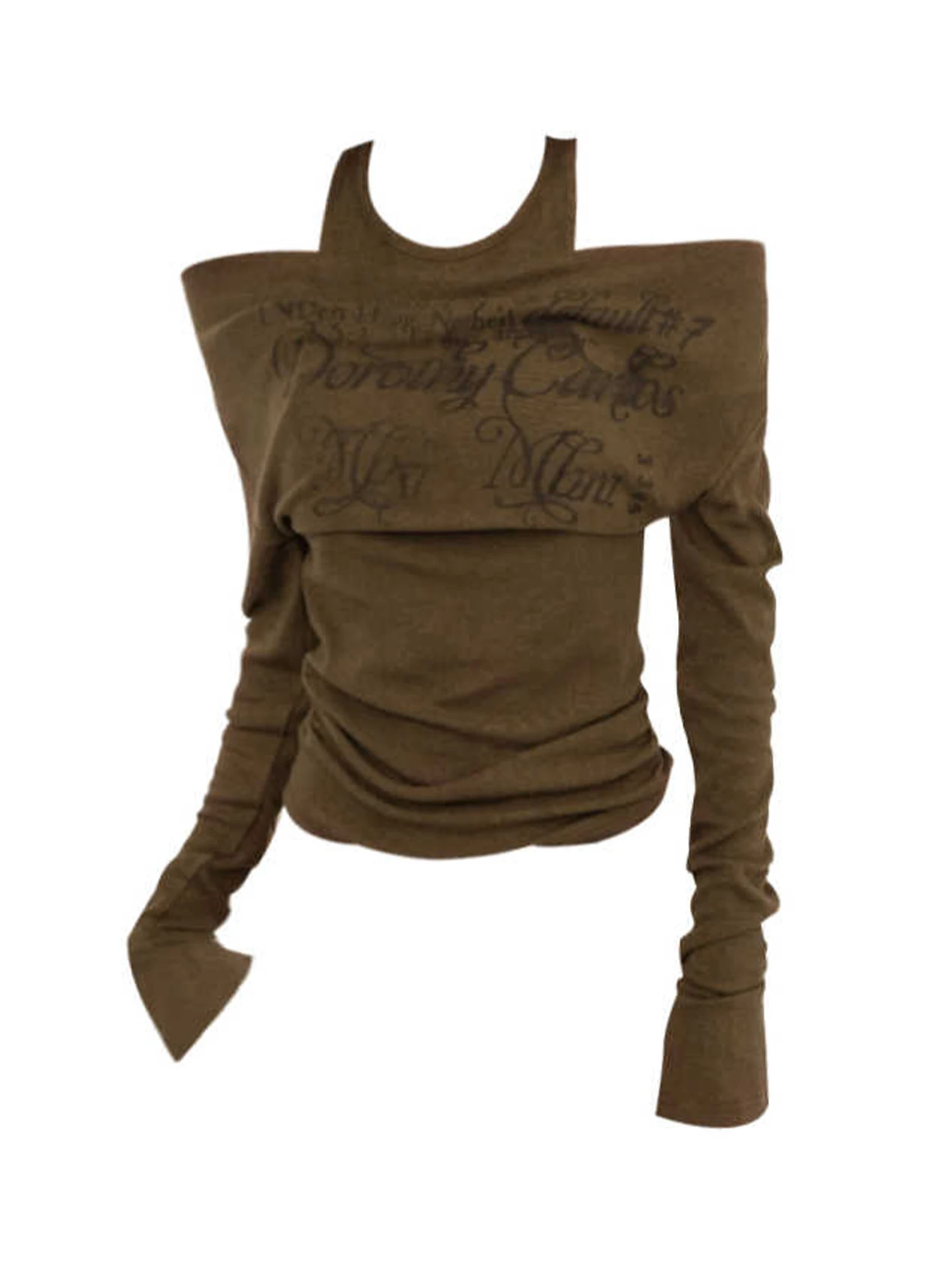 Women Brown Slash Neck T-shirt Y2k Gyaru Tee Top Vintage 90s Aesthetic Long Sleeve Off Shoulder T-shirts 2000s Clothes 2025 New
Women Brown Slash Neck T-shirt Y2k Gyaru Tee Top Vintage 90s Aesthetic Long Sleeve Off Shoulder T-shirts 2000s Clothes 2025 New