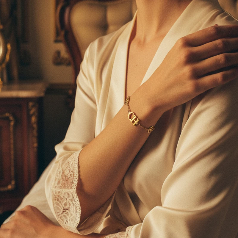 CH Elegant Alternating CH Letter and Logo Cosplay Accessories Gold Plated Bracelet Womens Horrorcosplay Costumeprops
CH Elegant Alternating CH Letter and Logo Cosplay Accessories Gold Plated Bracelet Womens Horrorcosplay Costumeprops