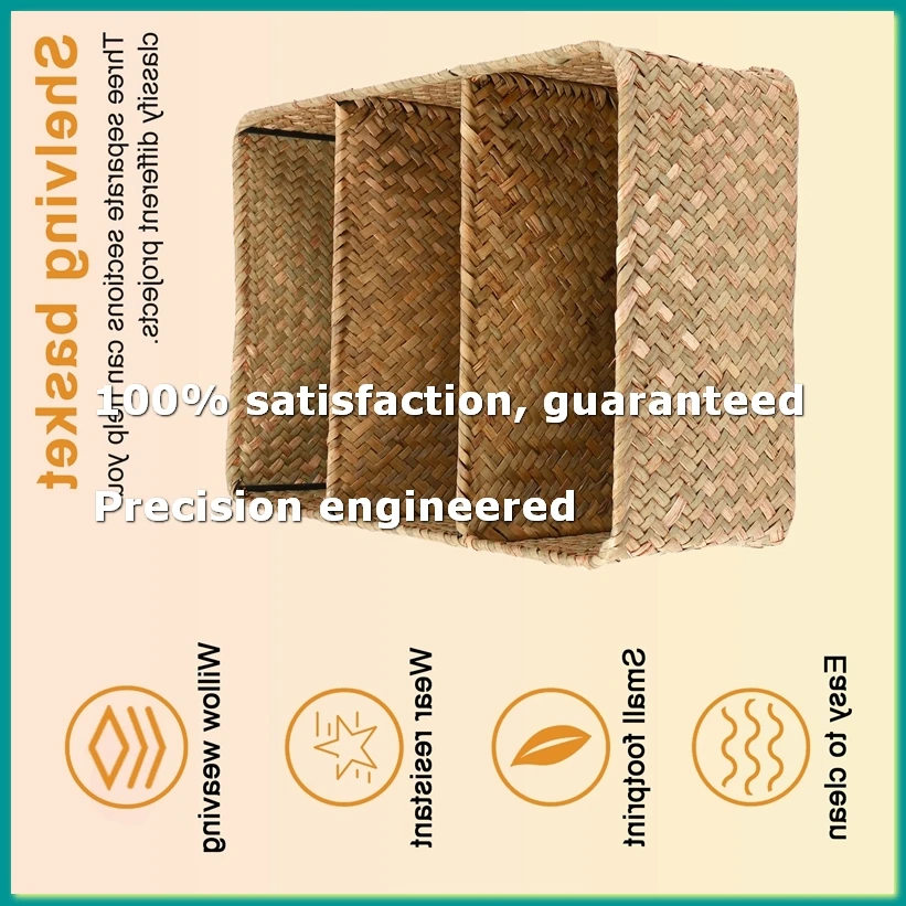 3-Section Wicker Baskets for Shelves, Hand-Woven Seagrass Storage Baskets Toilet Paper Basket Large-A07G
3-Section Wicker Baskets for Shelves, Hand-Woven Seagrass Storage Baskets Toilet Paper Basket Large-A07G