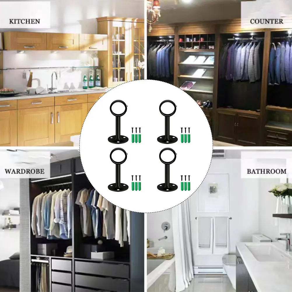 4-Pack Metal Curtain Rod Brackets for Wall Installation Supporting Drapery Towels and Other Indoor Hanging Uses
4-Pack Metal Curtain Rod Brackets for Wall Installation Supporting Drapery Towels and Other Indoor Hanging Uses