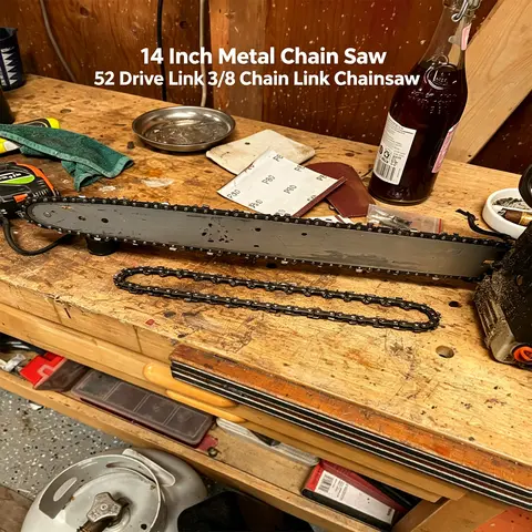 14 Inch Metal Chainsaw Chain – 52 Drive Links, 3/8" Pitch, for Wood Cutting & Household Felling (Chainsaw Accessory)
