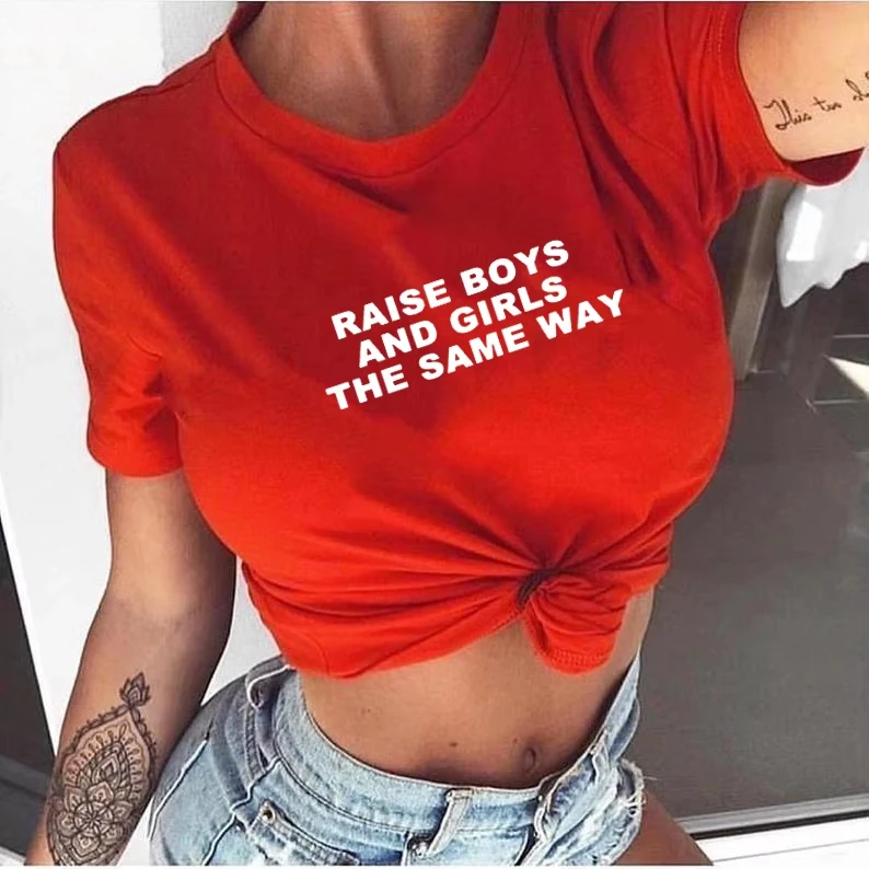 Футболка Raise Boys and Girls The Same Way, футболки с забавными буквами и графикой, наряды на заказ, футболка Tumblr Hipster Girl Power 
Футболка Raise Boys and Girls The Same Way, футболки с забавными буквами и графикой, наряды на заказ, футболка Tumblr Hipster Girl Power