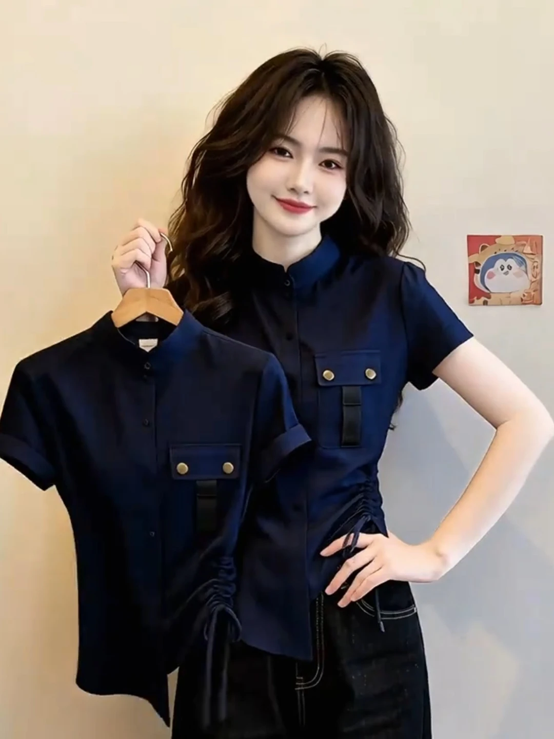 plus Size Women's Shirt Stand Collar Short Sleeve Slimming Waist Design Korean Style Commute Fashion High Quality Top
plus Size Women's Shirt Stand Collar Short Sleeve Slimming Waist Design Korean Style Commute Fashion High Quality Top