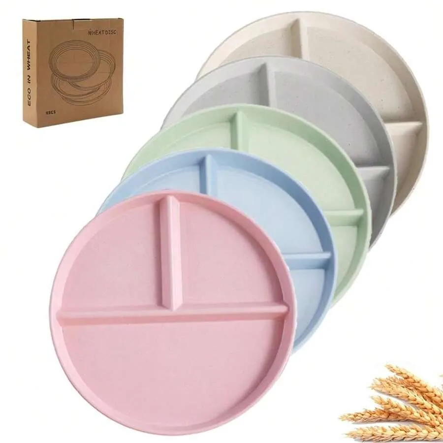 Unbreakable Divided Plates Set Of 5, Wheat Straw Plate Reusable Dinnerware Portion Control Plates, Round Bariatric Plastic Plat
Unbreakable Divided Plates Set Of 5, Wheat Straw Plate Reusable Dinnerware Portion Control Plates, Round Bariatric Plastic Plat