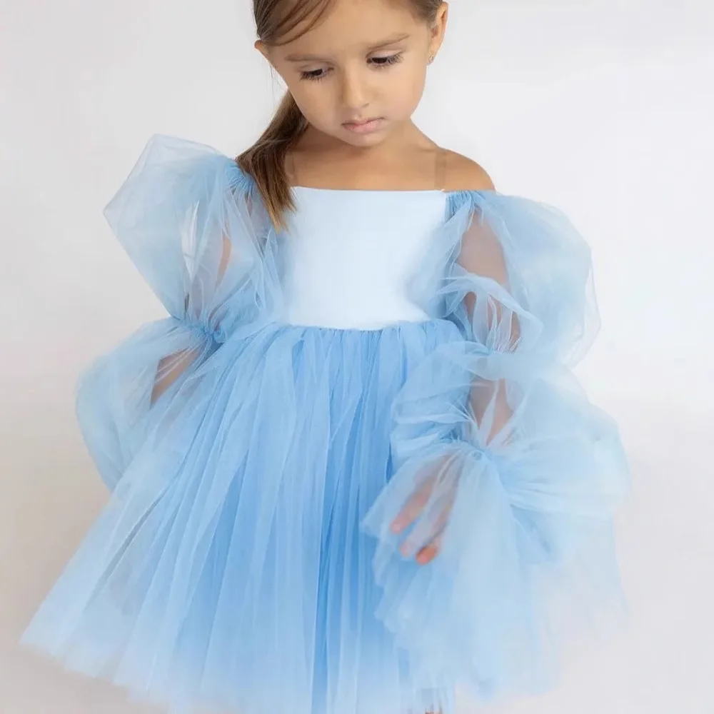Flower girls dress cute kids clothes wedding one-word shoulder princess mesh spring
Flower girls dress cute kids clothes wedding one-word shoulder princess mesh spring