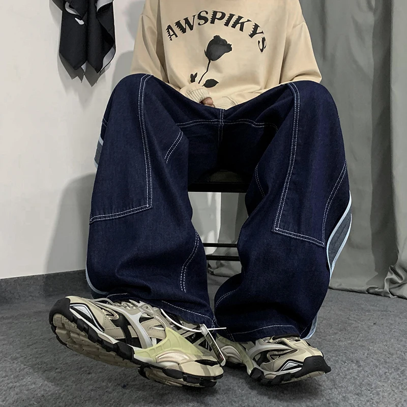Deep Blue Men's Straight Leg Jeans Hip Hop Casual Loose Fit Dad Pants Street Style Trendy Lazy Leggings Autumn Youth Fashion
Deep Blue Men's Straight Leg Jeans Hip Hop Casual Loose Fit Dad Pants Street Style Trendy Lazy Leggings Autumn Youth Fashion