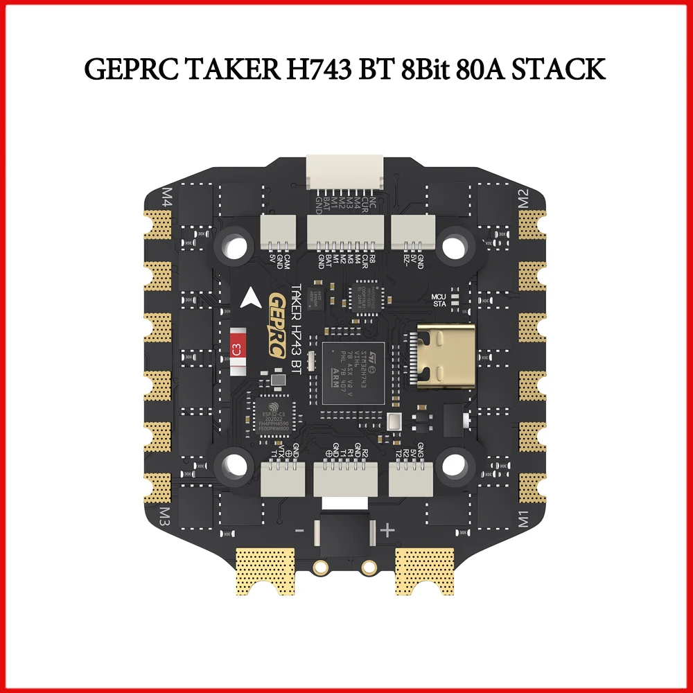 GEPRC TAKER H743 BT 8Bit 80A Stack with 5V 3A+12V 2.5A Dual Independent BEC for FPV Drone Assembly Accessories for Air Unit
GEPRC TAKER H743 BT 8Bit 80A Stack with 5V 3A+12V 2.5A Dual Independent BEC for FPV Drone Assembly Accessories for Air Unit