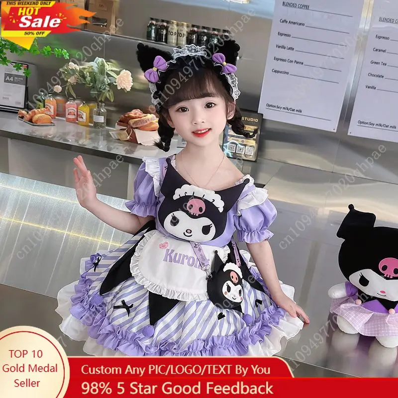 Kuromi Girls' Short Sleeve Dress Summer New Style Girl Performance Dress with Kuromi Face Signature Logo
Kuromi Girls' Short Sleeve Dress Summer New Style Girl Performance Dress with Kuromi Face Signature Logo