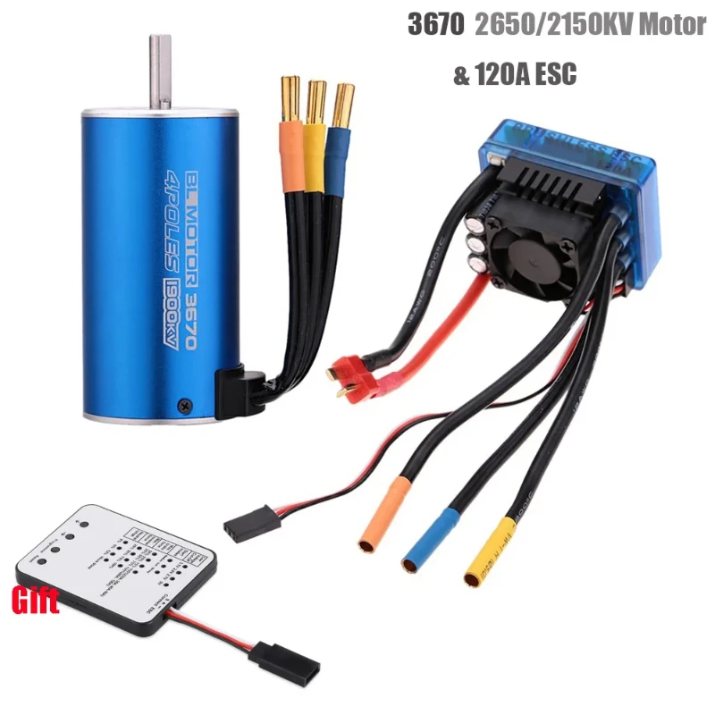 3670 2650KV 2150KV 1900KV 4 Poles Sensorless Brushless Motor With 120A ESC& LED Programming Card Combo Set For 1/10 RC Car Truck
3670 2650KV 2150KV 1900KV 4 Poles Sensorless Brushless Motor With 120A ESC& LED Programming Card Combo Set For 1/10 RC Car Truck
