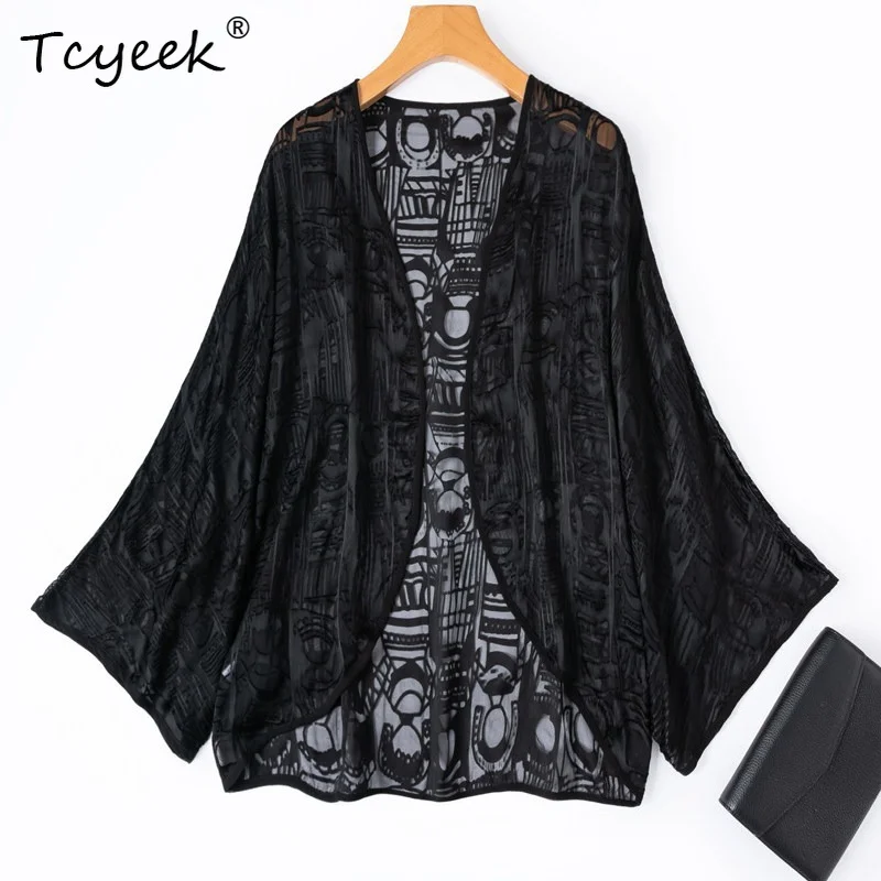 Tcyeek 100% Real Mulberry Silk Woman Tops 2026 Spring Exquisite Jacquard Batwing Sleeves Loose Coat Female Clothing Haut Femme
Tcyeek 100% Real Mulberry Silk Woman Tops 2026 Spring Exquisite Jacquard Batwing Sleeves Loose Coat Female Clothing Haut Femme
