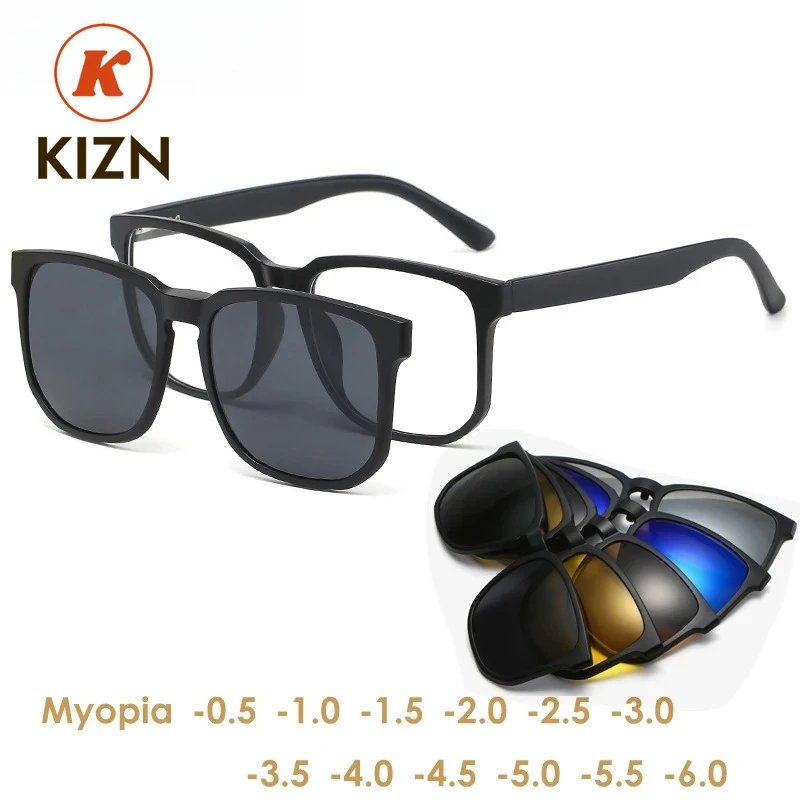 KIZN Sports Retro 5 + 1 поляризационные солнцезащитные очки с зажимом для близорукости, оправа для очков для мужчин и женщин, комплект с пятью магнитами, зеркало 0-1-1,5 -2,5 -3 -
KIZN Sports Retro 5 + 1 поляризационные солнцезащитные очки с зажимом для близорукости, оправа для очков для мужчин и женщин, комплект с пятью магнитами, зеркало 0-1-1,5 -2,5 -3 -
