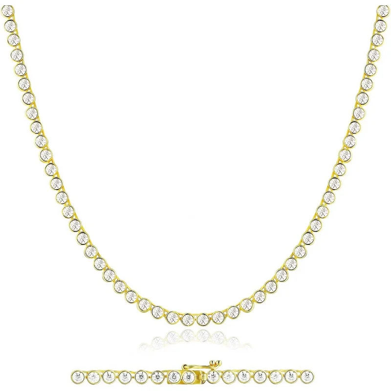 Sterling Moissanite Tennis Necklace:White Gold Plated 925 Silver Round Chain Sparkling VVS1 Solitaire Precious Wedding Bi
Sterling Moissanite Tennis Necklace:White Gold Plated 925 Silver Round Chain Sparkling VVS1 Solitaire Precious Wedding Bi