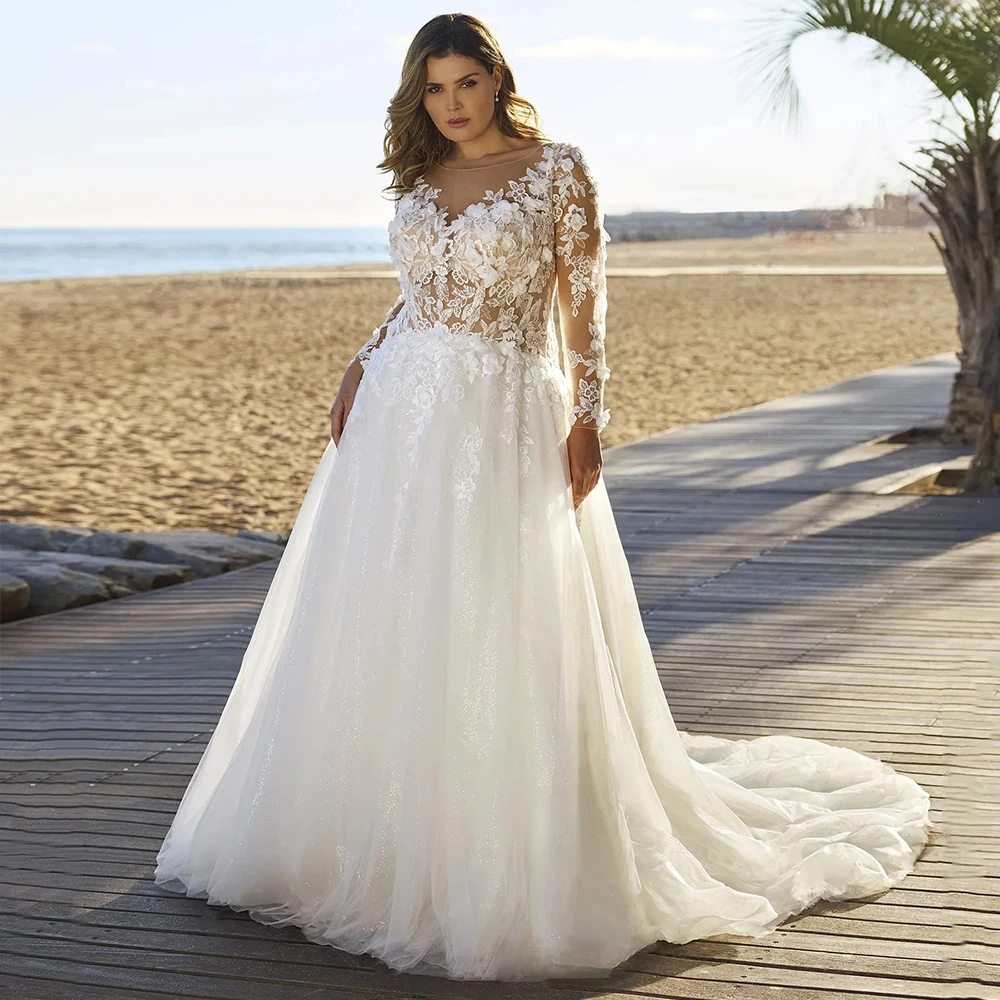 CustomizedElegant White Sparkly Tulle Plus Size Wedding Dresses Ladies Collar Back Buttons Appliques Long Sleeves Bridal Dresses
CustomizedElegant White Sparkly Tulle Plus Size Wedding Dresses Ladies Collar Back Buttons Appliques Long Sleeves Bridal Dresses