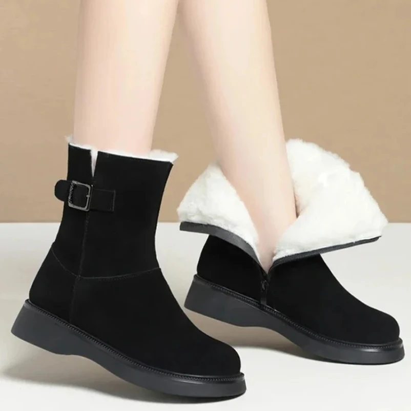 2025 женские зимние ботинки, замшевые нескользящие женские зимние ботинки из натуральной кожи на плоской подошве, шерстяные теплые женские ботильоны
2025 женские зимние ботинки, замшевые нескользящие женские зимние ботинки из натуральной кожи на плоской подошве, шерстяные теплые женские ботильоны