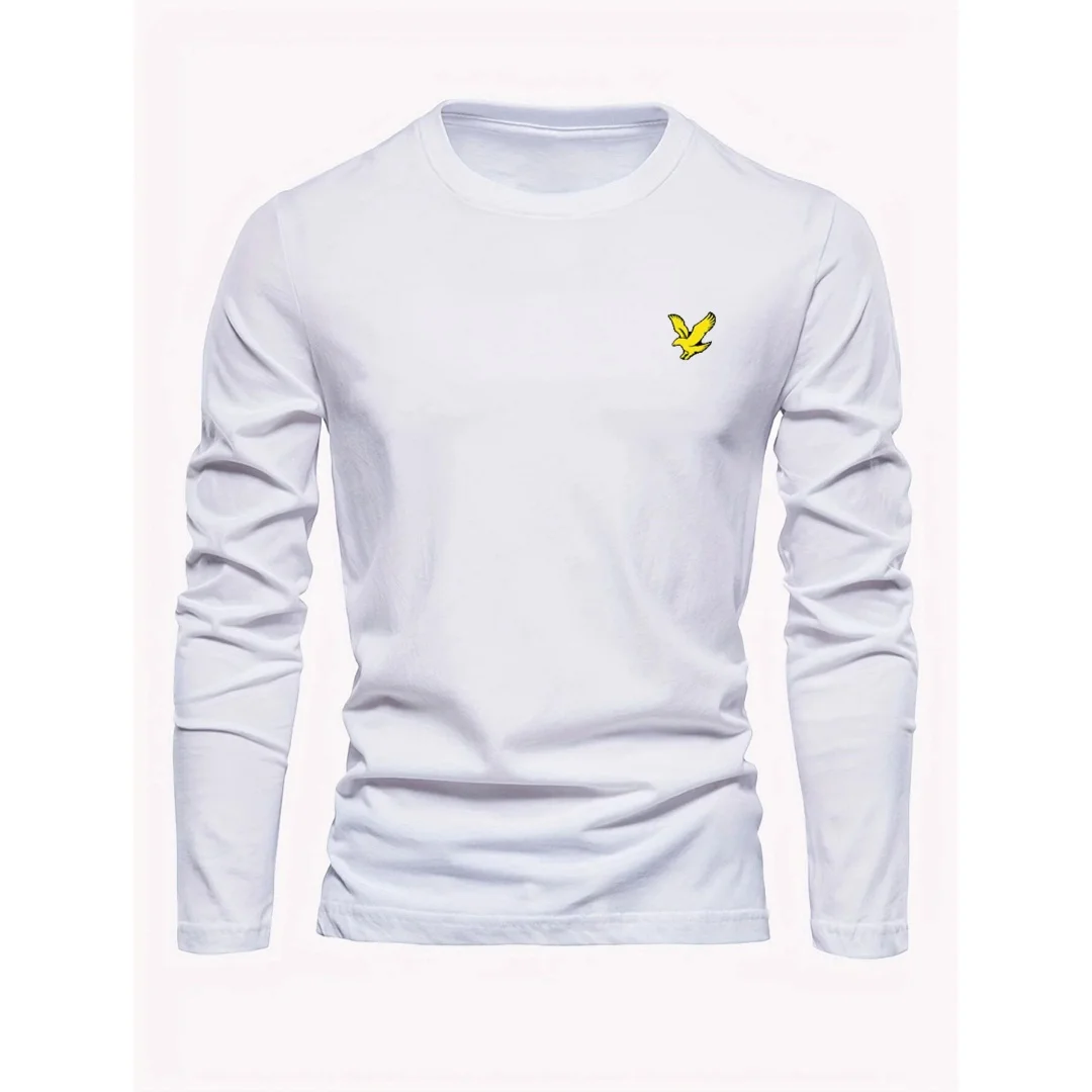 Autumn men's long sleeved T-shirt Bird pattern print Solid color casual T-shirt Cotton Comfortable Tops Versatile men's clothing
Autumn men's long sleeved T-shirt Bird pattern print Solid color casual T-shirt Cotton Comfortable Tops Versatile men's clothing