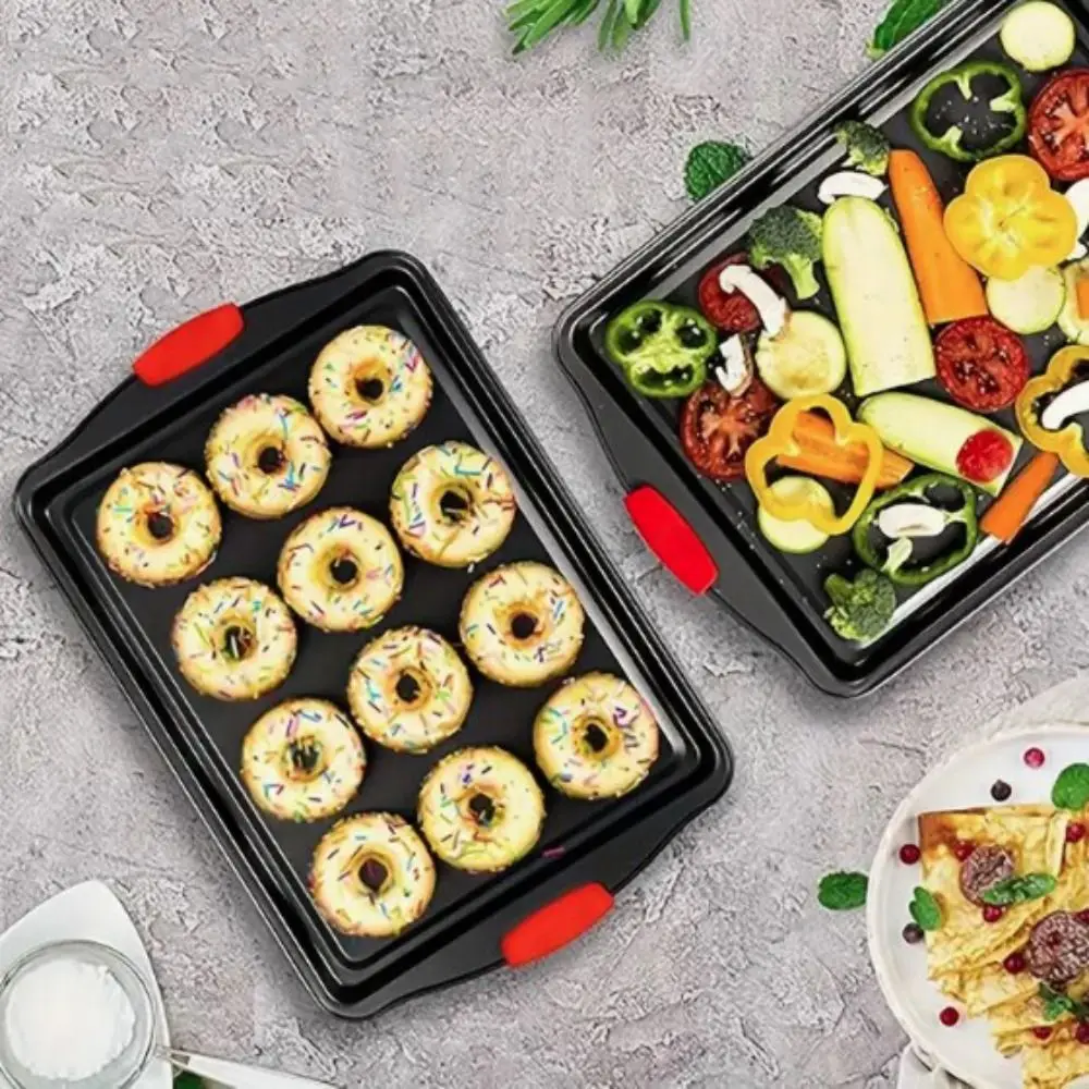 Carbon Steel Cookies Baking Pan Non-Stick Rectangular Baking Plate Red Silicone Anti-scalding Handle Heat-resistant
Carbon Steel Cookies Baking Pan Non-Stick Rectangular Baking Plate Red Silicone Anti-scalding Handle Heat-resistant